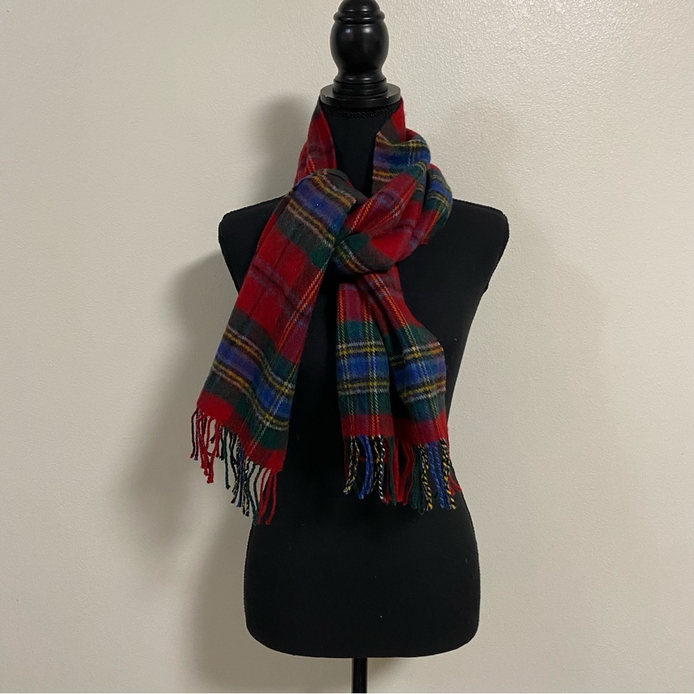 Clans of Scotland Scarf Unisex OS Red Green Tartan Pure New wool Fringed Scarf
